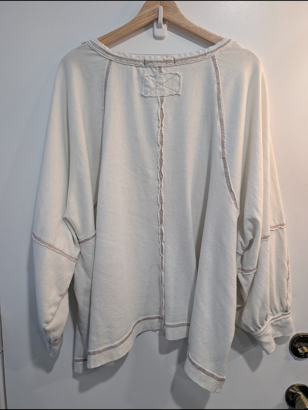 We The Free (Free People) Wish I Knew Tee Cream Size Large Oversized - Picture 7 of 7